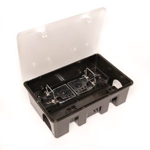 MUBCM304ITUV – Compact rat bait box with rat snap trap, transparent