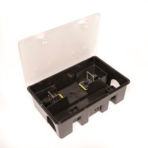 MUBCM306ITUV – Compact rat bait box with mouse snap trap, transparent
