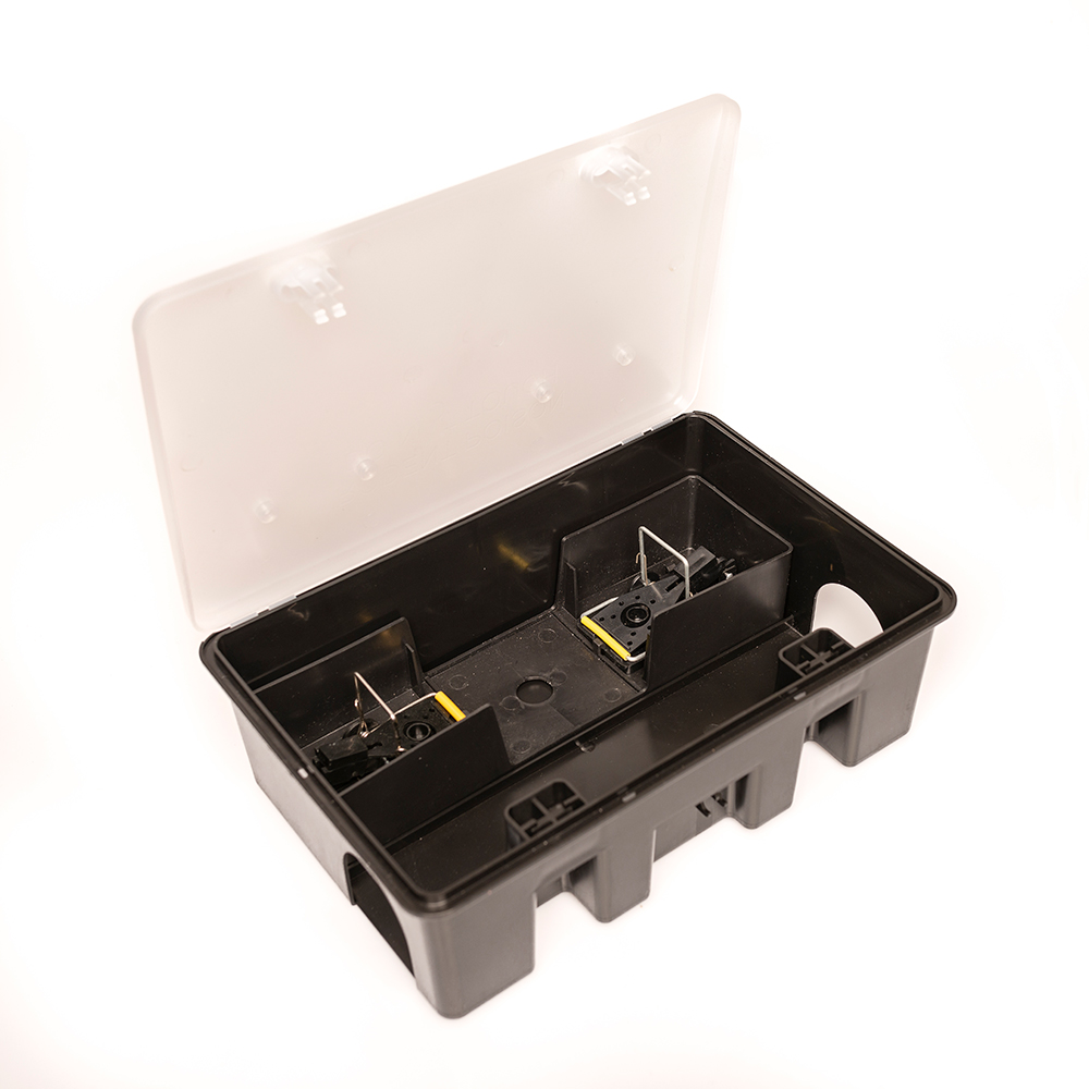 MUBCM306ITUV – Compact rat bait box with mouse snap trap, transparent