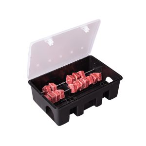 MUBCM010ITUV – Compact rat bait box with horizontal skewer, transparent