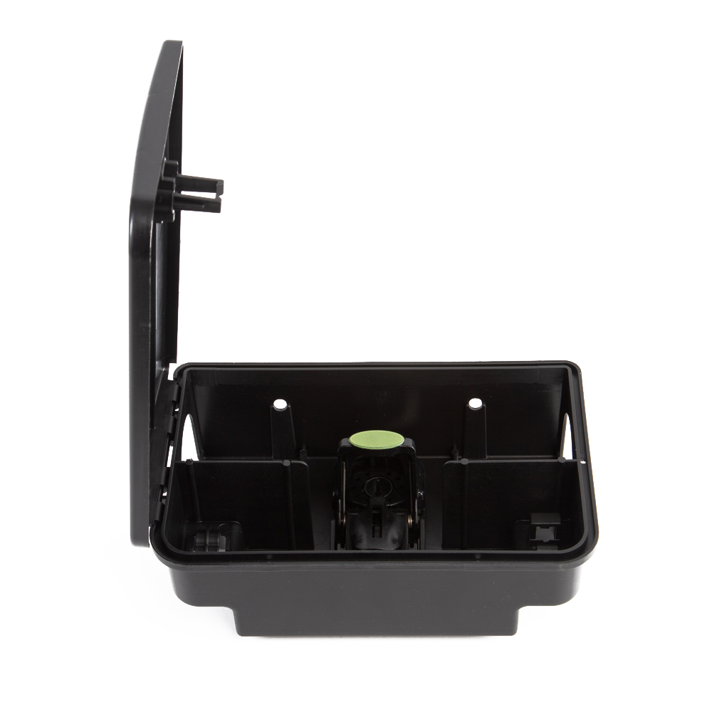 MUPLA101ITFE – Rat bait box with lid opening to one side, black