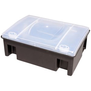 MUPLA704ITUV – Rat bait box with elevated lid to be placed under EUR pallets, transparent