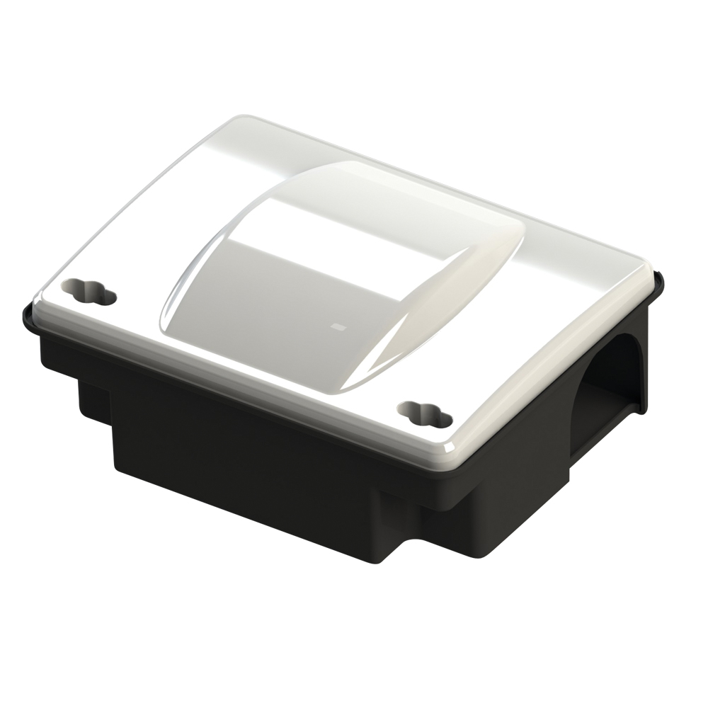MUPLA904ITUV – Compact rat bait box with elevated lid, transparent